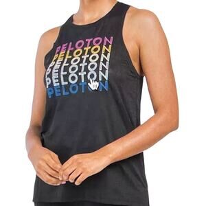 Peloton Tank Top Women's XL Black Agility Racer Logo Gym Active Shirt Yoga